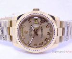 Copy Rolex Daydate Watch Yellow Gold / Gold Roman Men Size